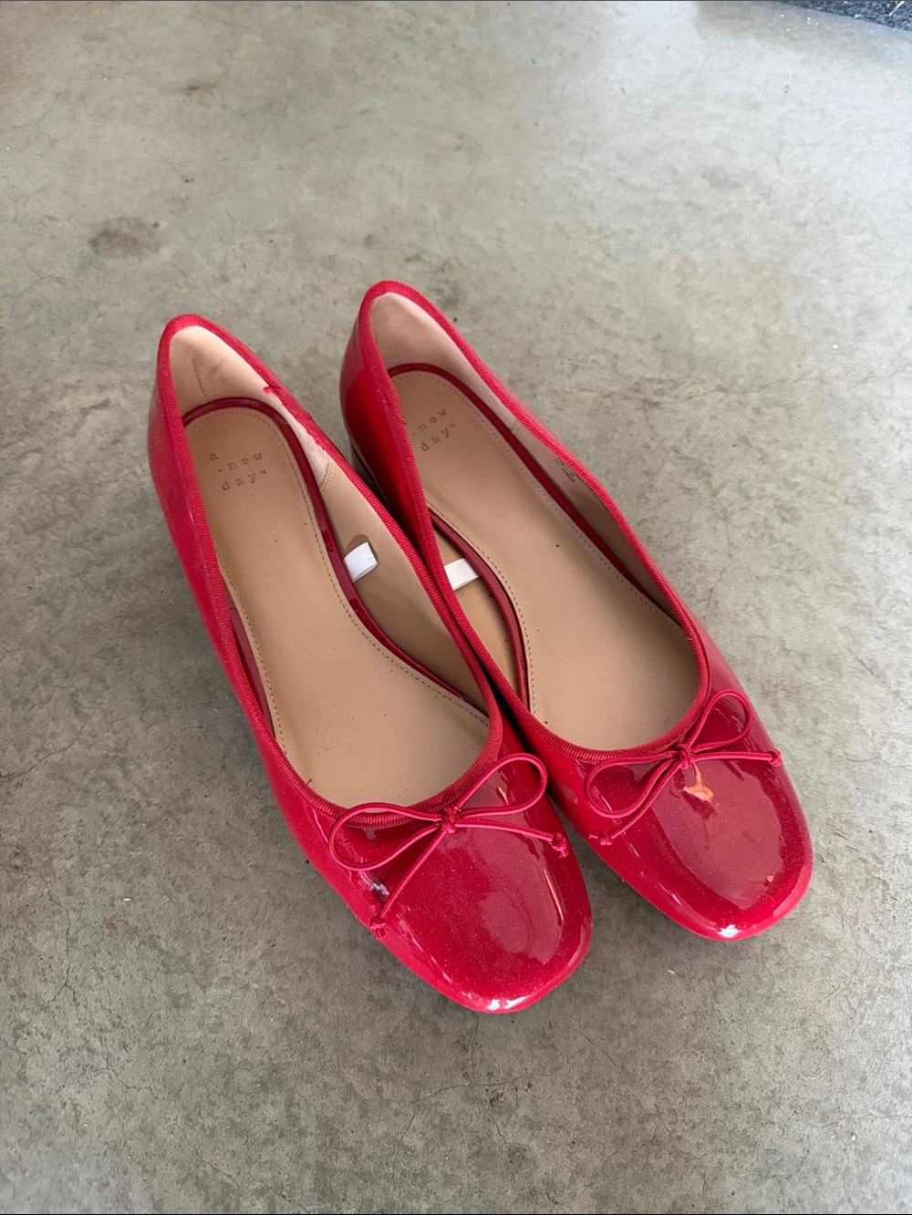 a new day Red Patent Ballet Flats with Bow